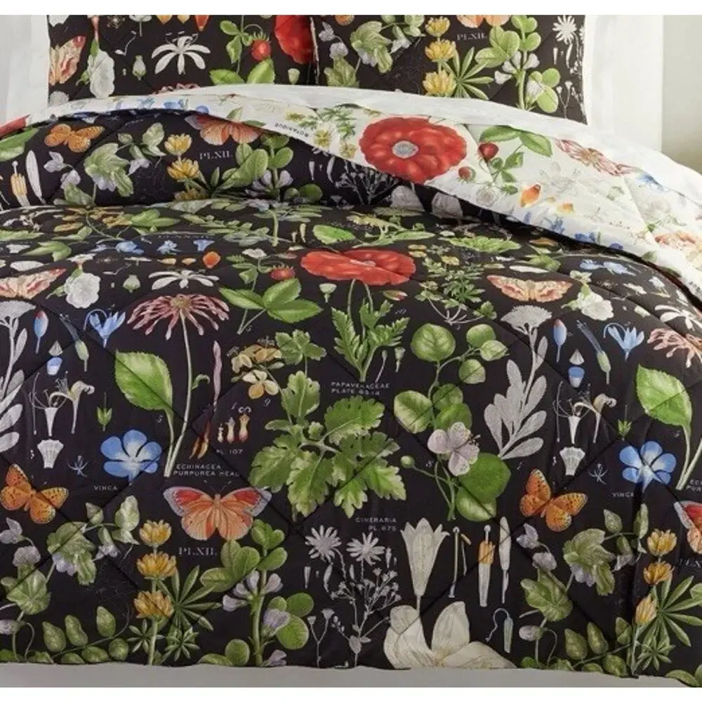 Pottery Barn Poppy Botanical Reversible Duvet Queen Full Foundations